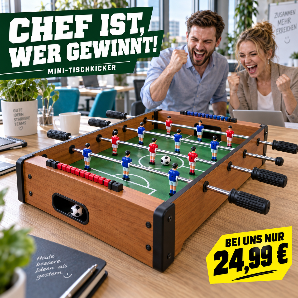 Mini-Tischkicker: Chef ist, wer gewinnt! Bei uns nur 24,99 Euro.
