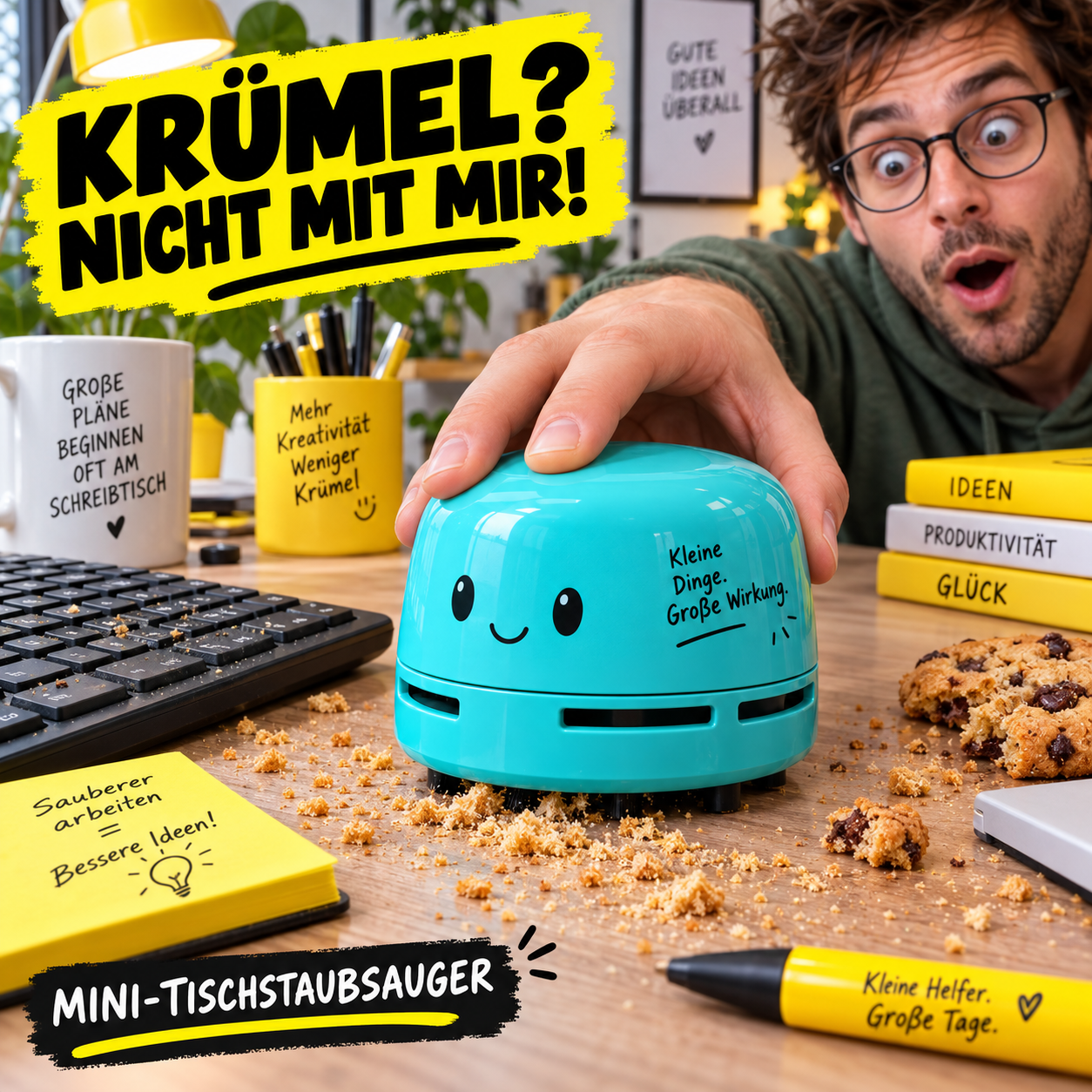 Mini-Tischstaubsauger: Kr&uuml;mel? Nicht mit mir!